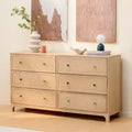 Elio Rattan 6 Drawer Dresser with Brass Knob