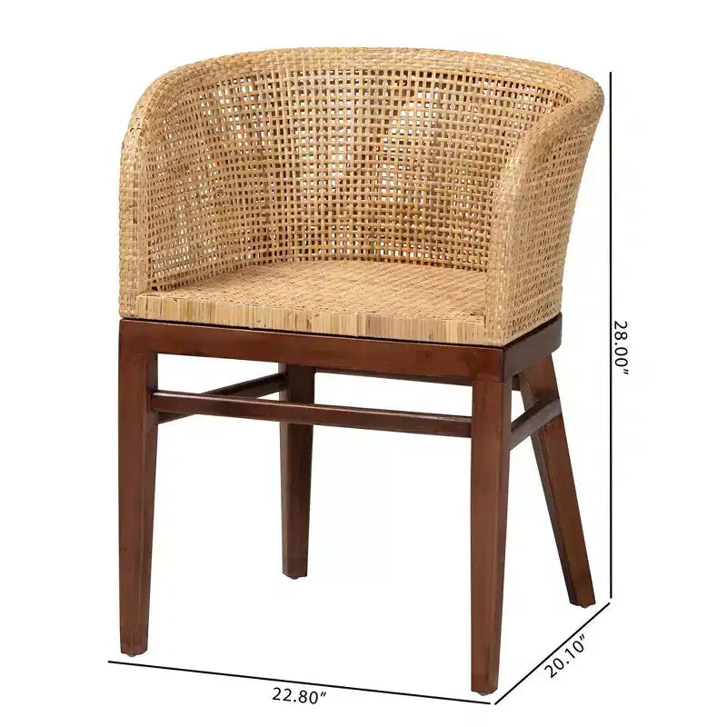 bali &; pari Sedia da pranzo Papua: Struttura in acacia, Rattan intrecciato, Design bohémien, Montaggio richiesto