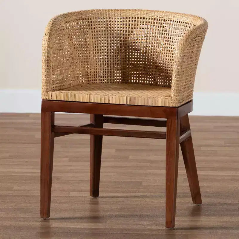 bali &; pari Sedia da pranzo Papua: Struttura in acacia, Rattan intrecciato, Design bohémien, Montaggio richiesto