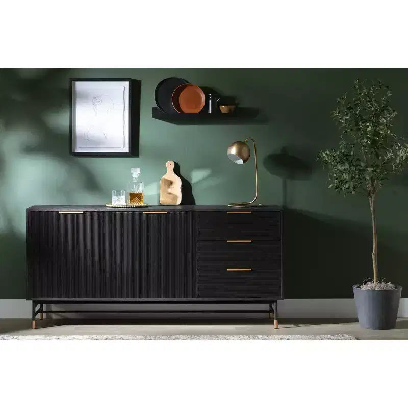 Arlo Sideboard Frassino Rovere/Oro: Credenza Moderna con Vano Contenitore, Mobile da Ingresso, Madia Buffet