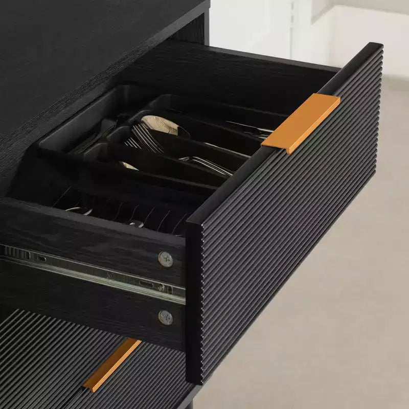 Arlo Sideboard Frassino Rovere/Oro: Credenza Moderna con Vano Contenitore, Mobile da Ingresso, Madia Buffet