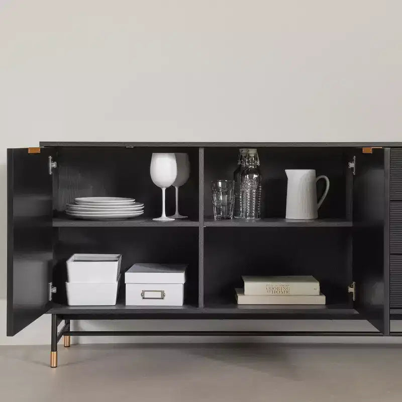 Arlo Sideboard Frassino Rovere/Oro: Credenza Moderna con Vano Contenitore, Mobile da Ingresso, Madia Buffet