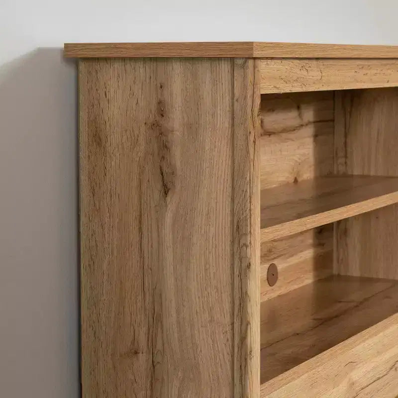 Set Letto Singolo e Testiera Quercia Nordica: 6 Scomparti Contenitore, Truciolato Laminato