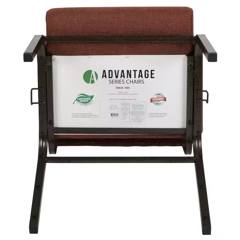 Sedia per auditorium Advantage - Sedia imbottita impilabile - Sedile largo 52 cm - Tessuto cannella/Struttura venata oro