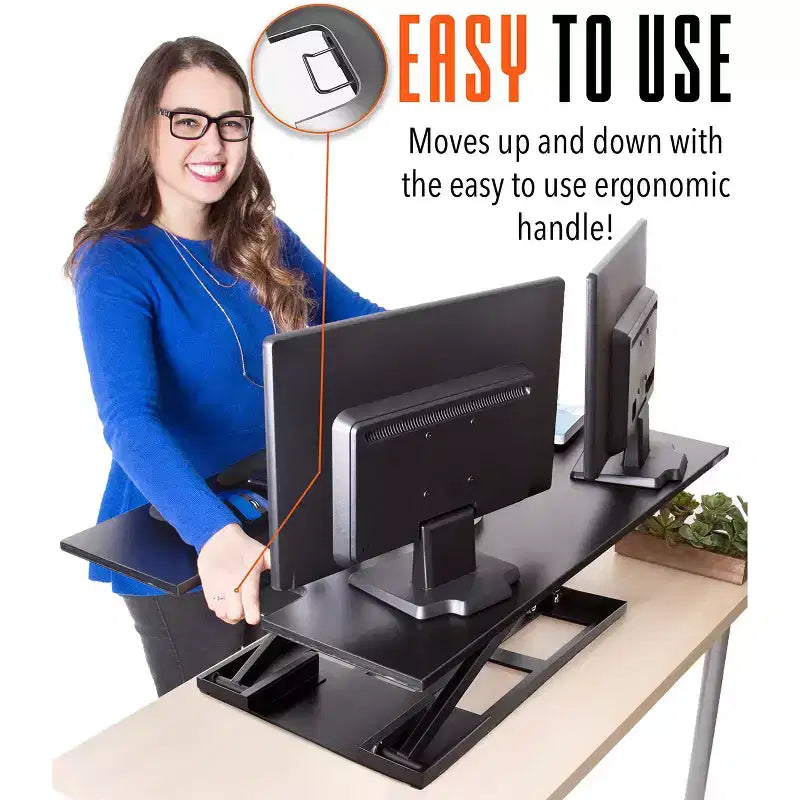 X-Elite Pro 36 convertitore da scrivania sit-stand con regolazione pneumatica dell'altezza, nero