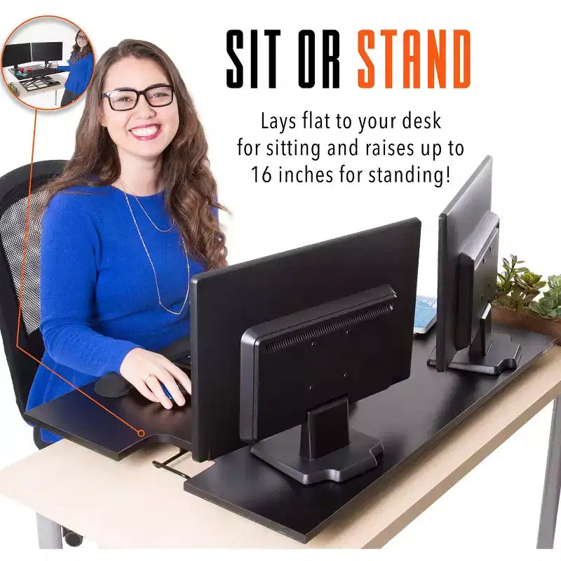 X-Elite Pro 36 convertitore da scrivania sit-stand con regolazione pneumatica dell'altezza, nero