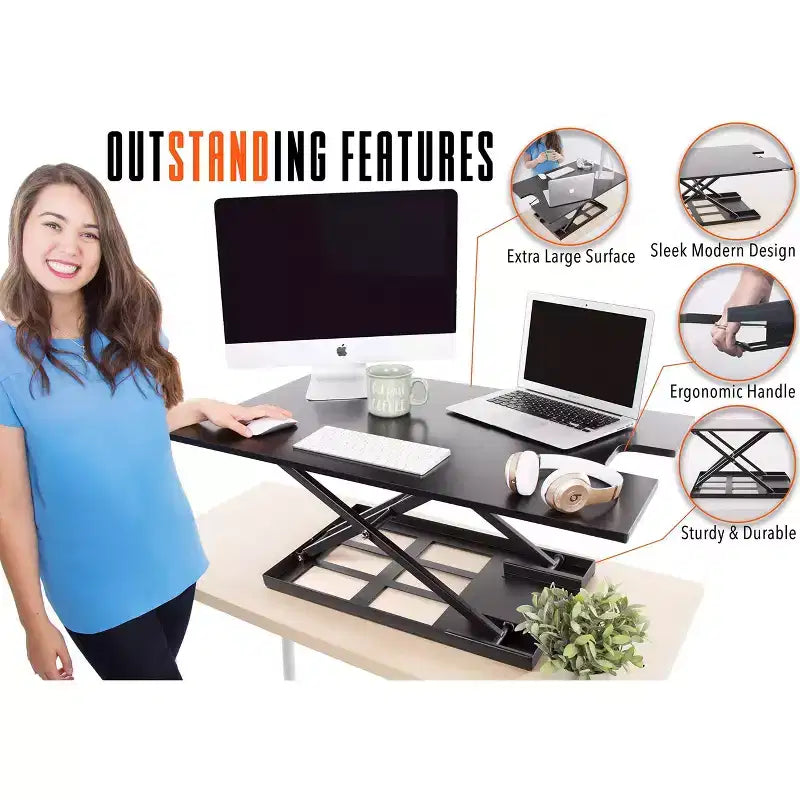 X-Elite Pro 36 convertitore da scrivania sit-stand con regolazione pneumatica dell'altezza, nero