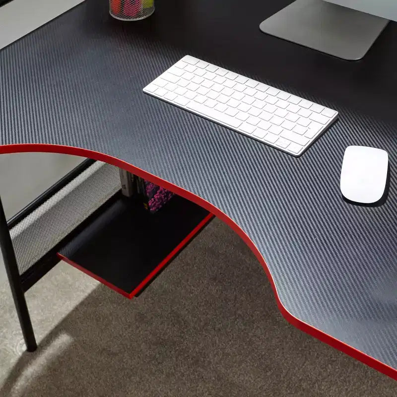 Scrivania da Gaming iCarus Mesh con Piano in Legno