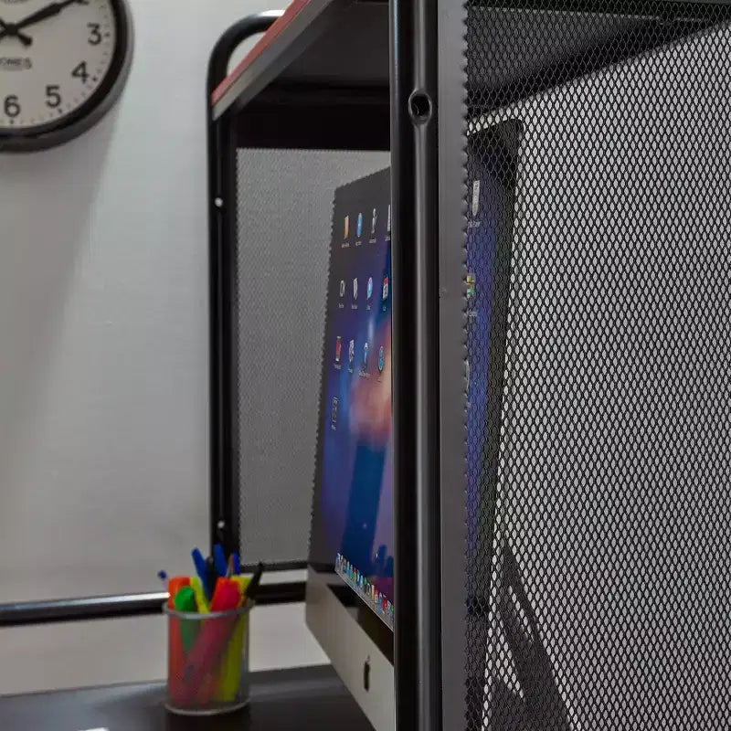 Scrivania da Gaming iCarus Mesh con Piano in Legno