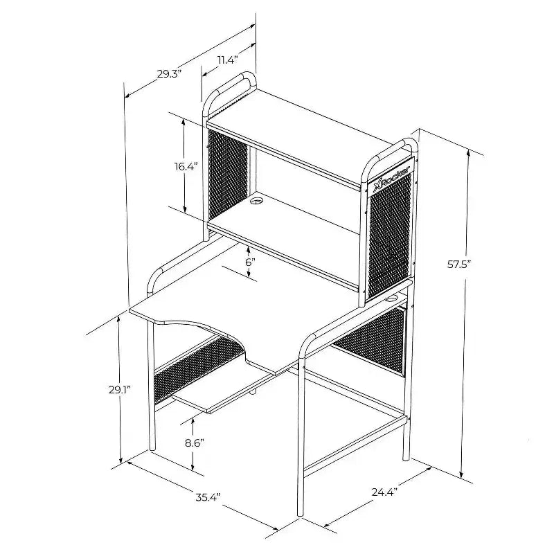 Scrivania da Gaming iCarus Mesh con Piano in Legno