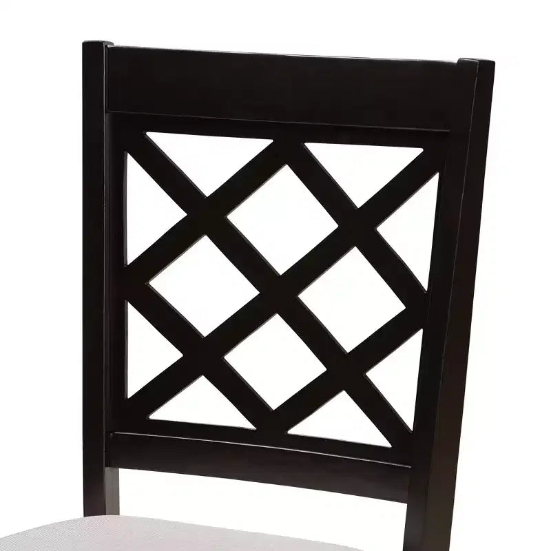 Set da pranzo Jana da 7 pezzi in tessuto grigio moderno e legno con finitura marrone espresso