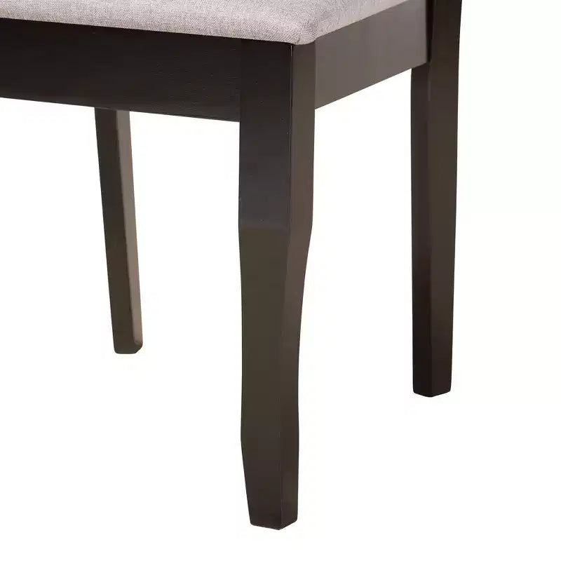 Set da pranzo Jana da 7 pezzi in tessuto grigio moderno e legno con finitura marrone espresso