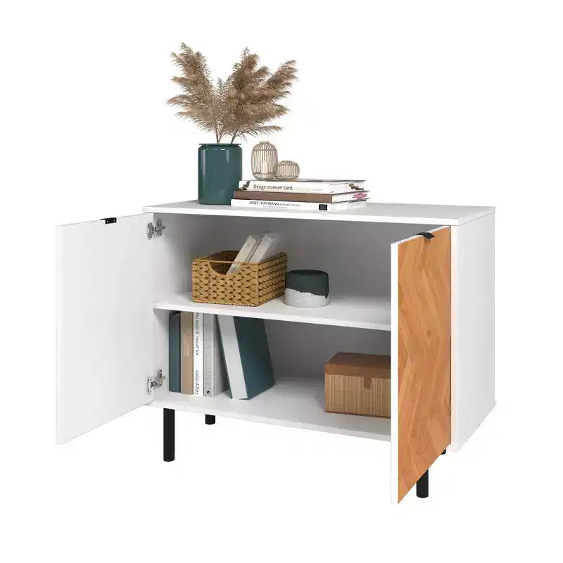 Liam Mobiletto portaoggetti moderno di metà secolo a 2 ripiani